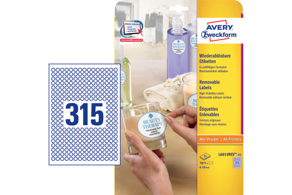 AVERY ZW. Etiketten 10mm L6019REV2 weiss 7875 Stück
