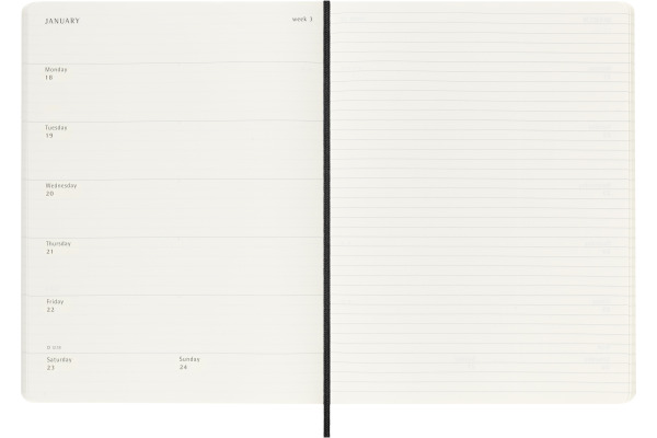 MOLESKINE Wochen-Notizkalender 26/27 DSB18WN4Y 18M liniert SC schwarz 19x25cm