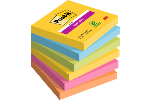 POST-IT Block Super Sticky Carnival 6546SSCAR 5-farbig, 6x90 Blatt 76x76mm