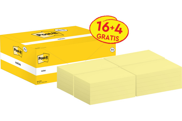 POST-IT Block Sparbox 127x76mm 655-VP20 gelb/100 Blatt 20 Stück