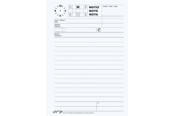 BÜROLINE Telefonblock D/F/I A5 725266 65g, weiss 80 Blatt