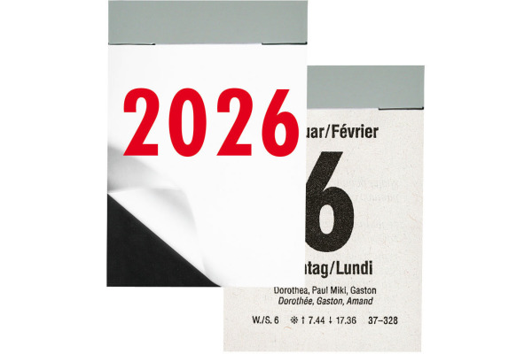 BIELLA Abreissblock Nr.2 2026 889002000 1T/1S sw/rot DE/FR 4x5.9cm