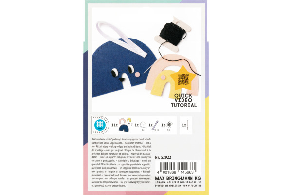 FOLIA Mini Filzinies 52922 Regenbogen 15-teilig