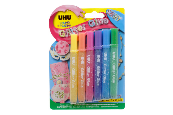 UHU Glitter Glue Shiny 39110 6 Stück