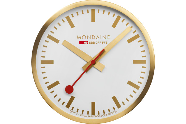 MONDAINE Wanduhr 250mm A990.18SB weiss/gold