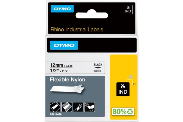 DYMO Schriftband D1 weiss/schwarz 18488 Nylon 12mm