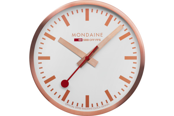 MONDAINE Wanduhr 250mm A990.18SB weiss/rosegold