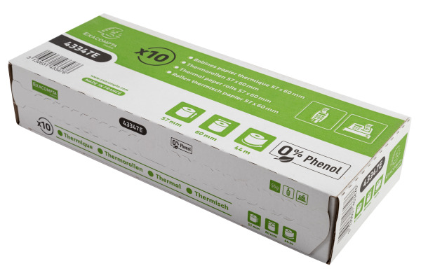 EXACOMPTA Rolle Thermopapier 10 Stk. 43347E 57x60mmx44m für Kasse
