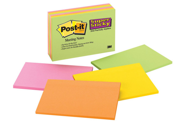 POST-IT Super Sticky Big Notes 4x45Bl. 6445-4SS 4 Farben ass. 152x101mm