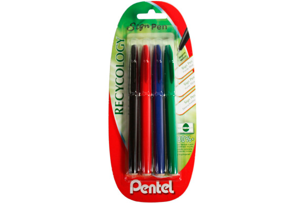 PENTEL Brush Sign Pen S520 XS524 ass., 4 Stück
