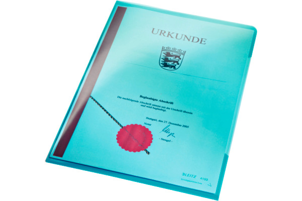 LEITZ Sichtmappen Premium A4 41530035 blau, 0,15mm 100 Stück