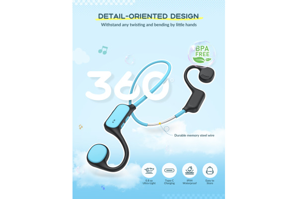 ICLEVER Kids Air Conduction Headphones C01-2589N OWS01, BT, blue/black
