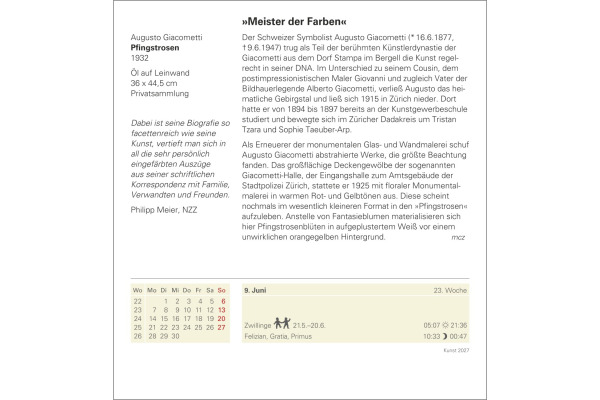 HARENBERG Abreisskalender 2027 210530027 Kunst DE 15.4x16.5cm