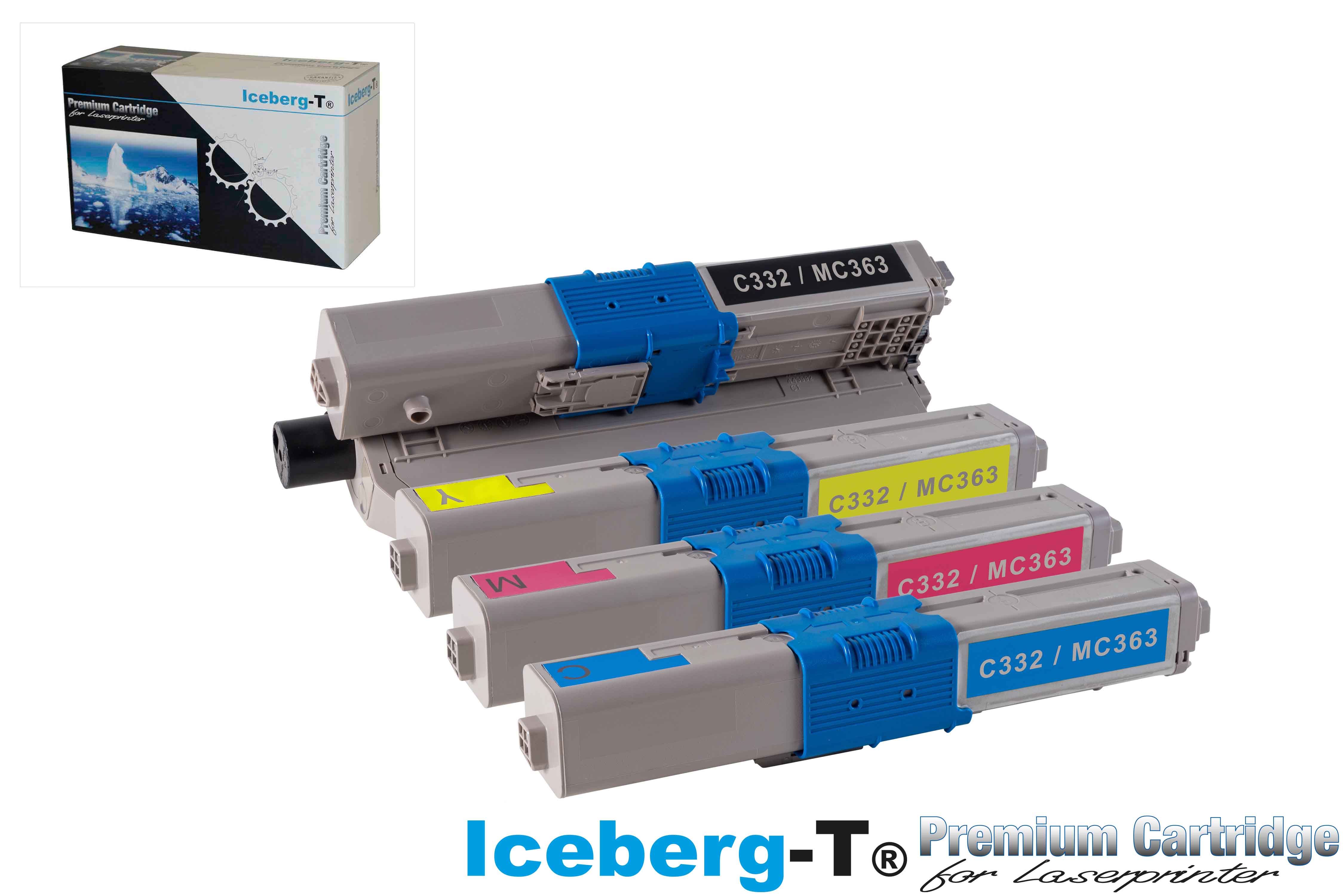 Iceberg-T Toner SET OKI C332 / MC363 Set mit allen vier Farben