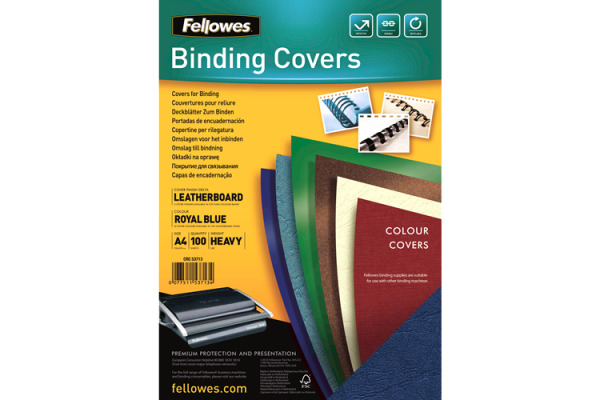 FELLOWES Lederstruktur Cover A4 5371305 blau 100 Stück