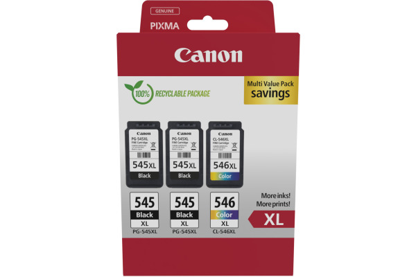 CANON Multipack Tinte XL schw/color PGCL545/6 Pixma iP2850 2xBKXL & 1xCMYXL