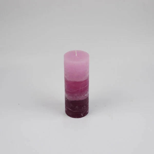 Zylinderkerze 6.8x18cm Raureif Rosa - Abgestuft Durchgefärbte Kerzen aus 100% Paraffin