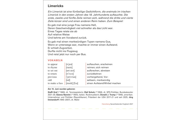 HARENBERG Abreisskalender 2027 211080027 Englisch DE, EN 12.5x16cm
