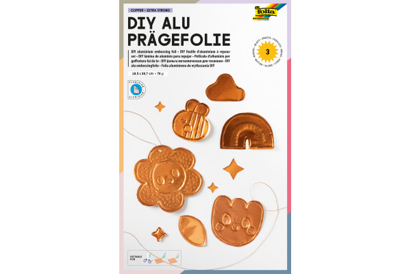 FOLIA DIY Alu Prägefolie 18x29.7cm 520 kupfer, extra strong 3 Blatt