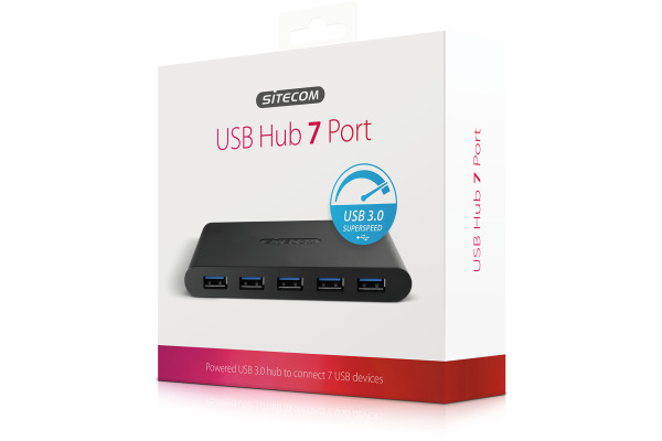 SITECOM USB 3.0 Hub 7 Port CN-084 Incl. Power adapter