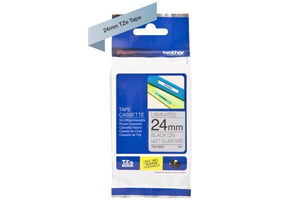 PTOUCH Flexit.lam.schwarz/matt-silber TZe-M951 zu PT-550 24 mm