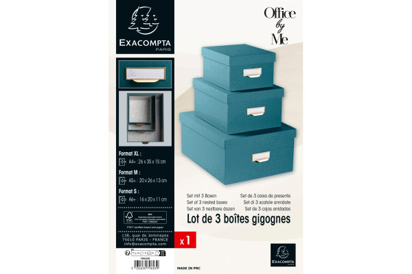 EXACOMPTA Ablagebox OfficeByMe 79603E blaugrün 3er-Set