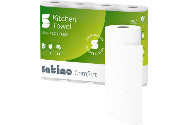 SATINO Haushaltsrollen Satino 178320 3-lagig, 4 Rollen 51 Blatt