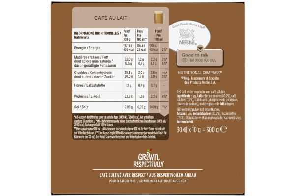 NESCAFÉ Kaffeekapseln Dolce Gusto 12483863 Café Au Lait 30 Stück
