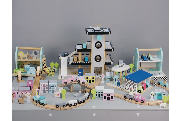 JABADABAD Go on safari W7180 2 Autos, 9 Tiere, 12 Strassen