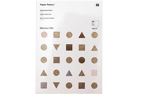 RICO DESI Glitterpapierblock A4 99001.50. Glamour 180g, 10 Blatt