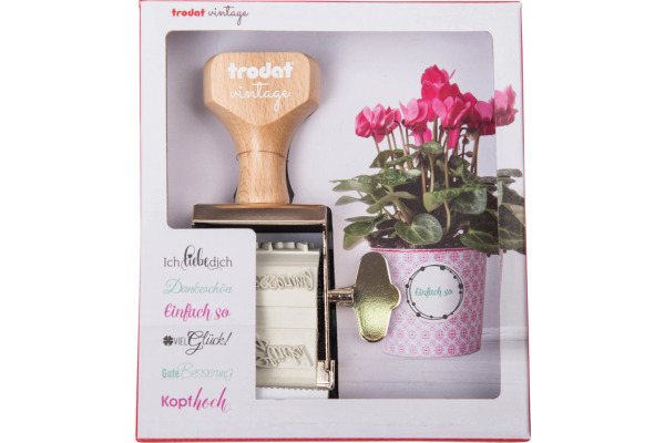 TRODAT Vintage Stempel 158078 Glückwünsche, 3-farbig