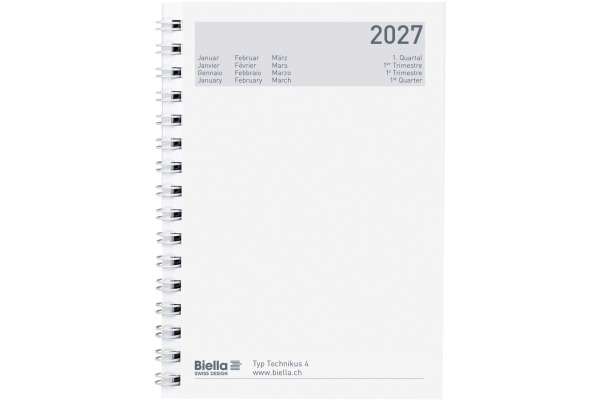 BIELLA Agenda Technikus 4 Wire-O 2027 834141020 1T/1S schwarz ML 10.1x14.2cm