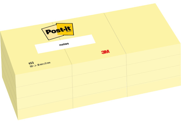 POST-IT Block 38x51mm 653 gelb 12 x 100 Blatt