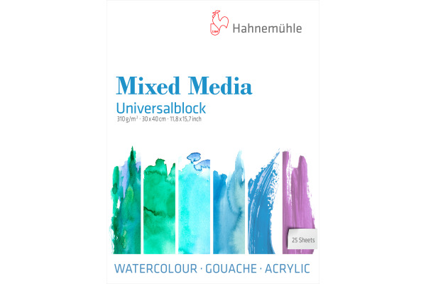 HAHNEMÜHL Mixed Media Block 30x40cm 10650201 weiss, 310g 25 Blatt