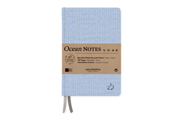 AURORA Notizbuch Ocean Notes A5 2396RTB blau, liniert 96 Blatt