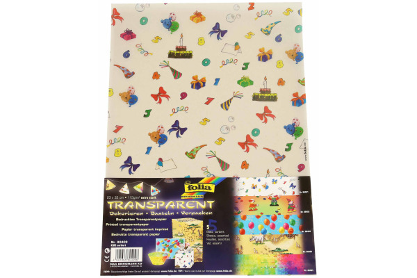 FOLIA Transparentpapier 80409 Kids 5 Blatt, ass.