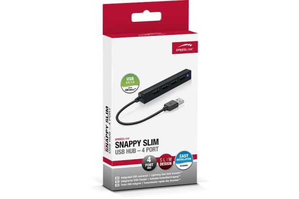 SPEEDLINK SNAPPY SLIM USB HUB 2.0 SL140000B 4-Port black