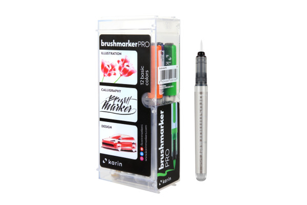 KARIN Brush Marker PRO + blender 27C1 Basic colours 12 Stück