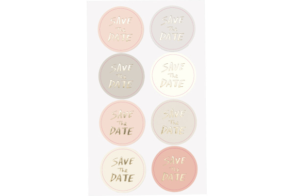 RICO DESI Sticker Save the Date 99001.77. puder, 32 Stück
