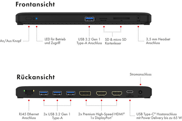 ICY BOX USB-C Triple DockingStation IBDK2416C 4K, 2xHDMI & 1xDP, 4x USB, PD