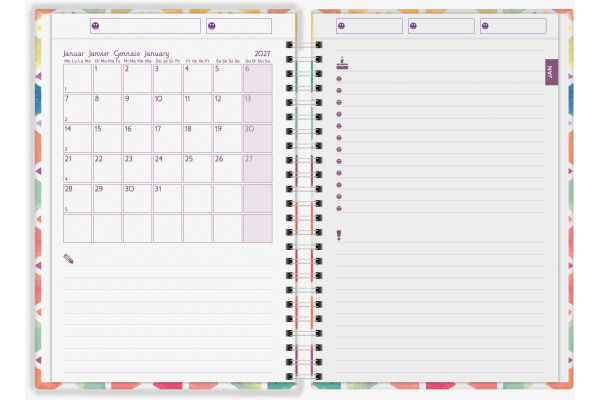 BIELLA Family Organizer Wire-O 2027 809535000 1W/2S farbig ML 14.5x20.5cm