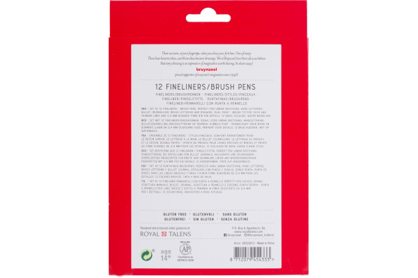 BRUYNZEEL Fineliner/Brushpen Set 60325012 assortiert 12 Stück