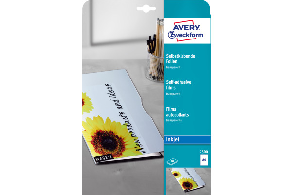 AVERY ZW. Selbstklebende Folie A4 2500 0.17mm Inkjet 10 Blatt