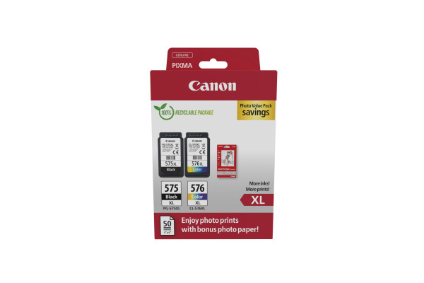 CANON Photo Value Pack XL BKCMY PGCL575/6 PIXMA TR4750i GP-501 50Bl.