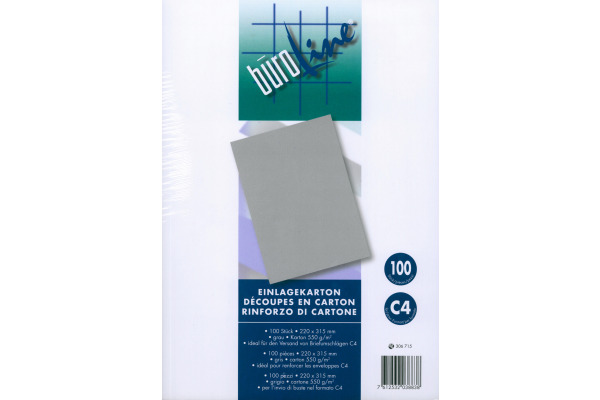 BÜROLINE Einlagekarton für C4 306715 550g, grau 100 Stück