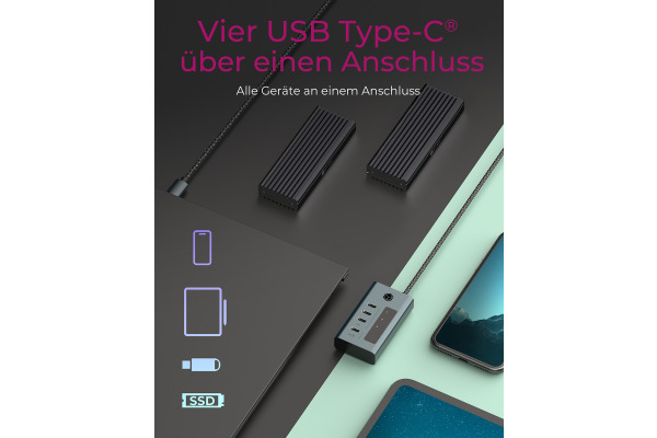 ICY BOX USB-C - 4-Port Hub IBHUB1454 3x 3.2 Gen2, 1x PD 20W