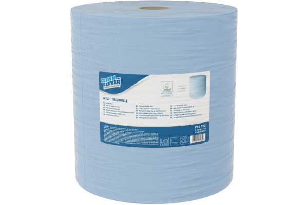 CLEAN AND Putztuchrollen 3-lagig 38x36cm P1673 Maxi, blau, recycling