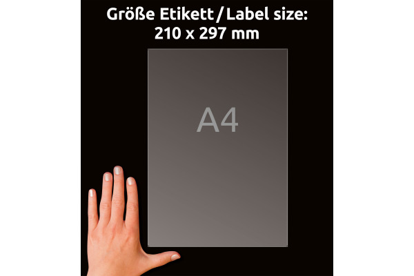 AVERY ZW. Adressetiketten 210x297mm L7567-25 Laser, transp. 25Stk./25Bl.