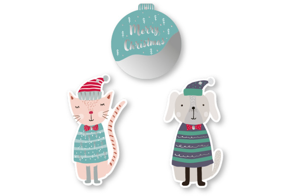 I AM CREA Geschenkanhänger X-mas 4088.8 Katze, Hund & Kugel 9 Stück