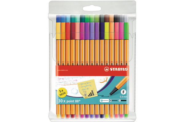 STABILO Fineliner Point 88 0.4mm 8830-1 25+5 Neon Etui